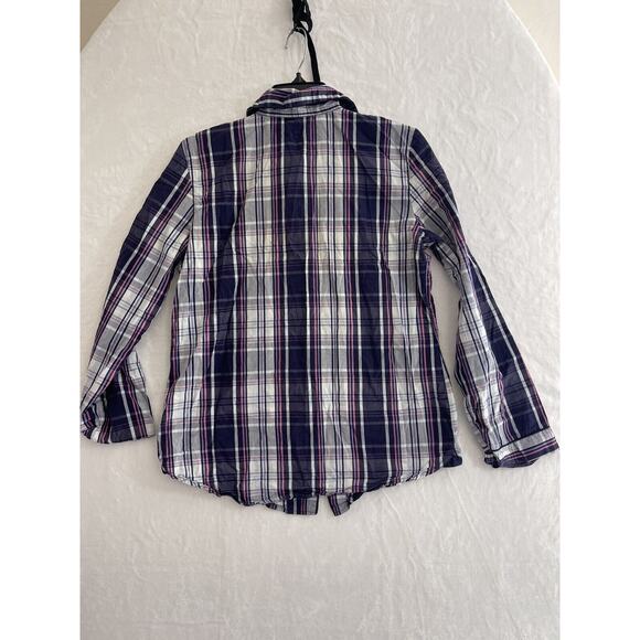 Victorias Secret Sz S Hidden button front multi stripe Purple shirt Casual Women - Picture 9 of 11